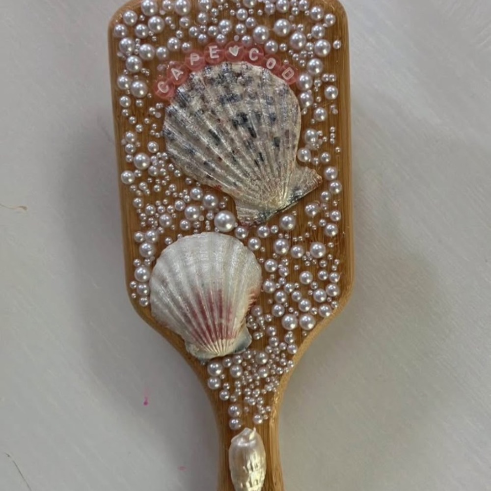 Decorative Paddle with Seashells and Pearls